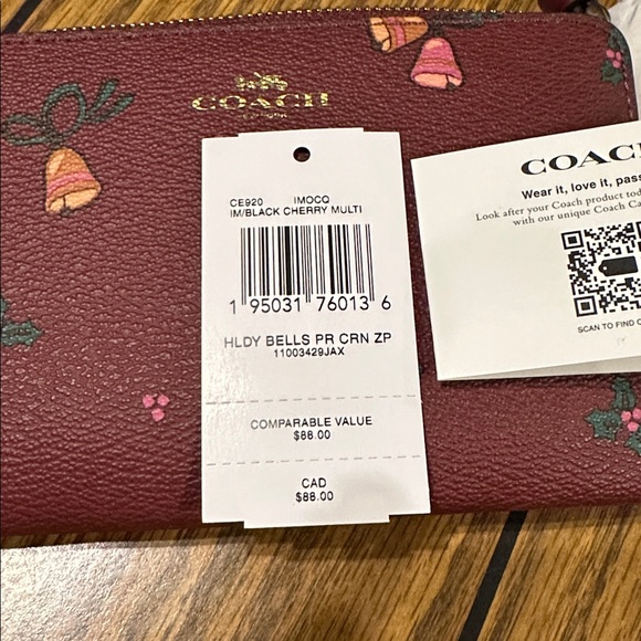 Coach Women's Small Corner Zip Wristlet with Holiday Bells Print - Picture 4 of 5